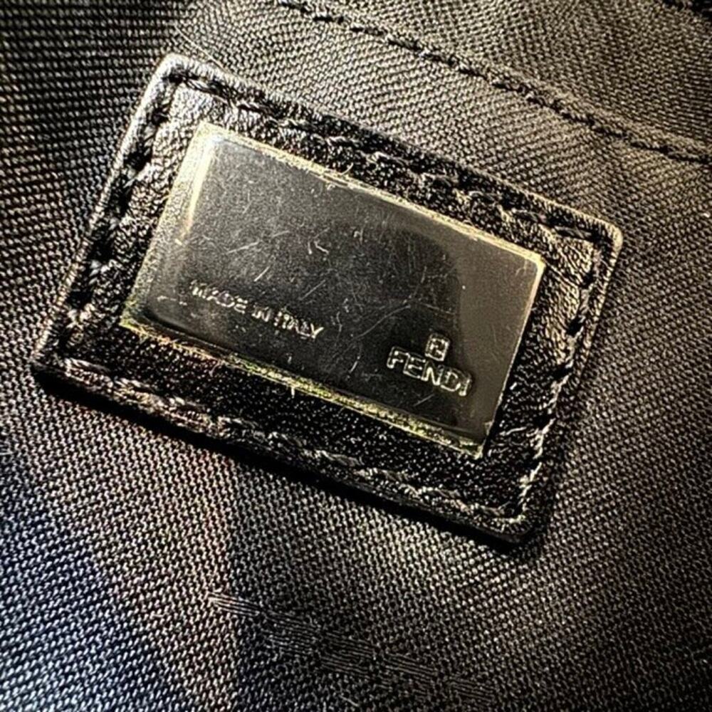 FENDI Black Zucca Monogram Mini Baguette Bag Gunmetal FF Logo Hardware Handbag - Picture 11 of 12